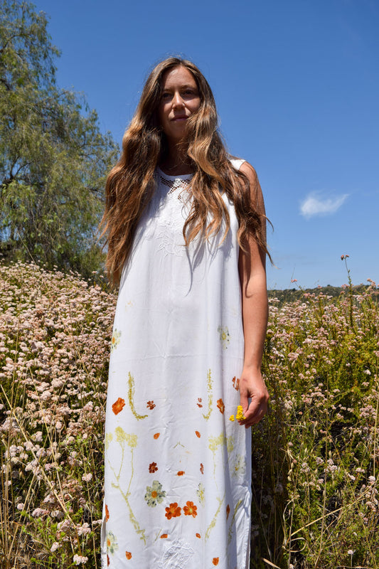Eco-print Embroidered Loose Dress