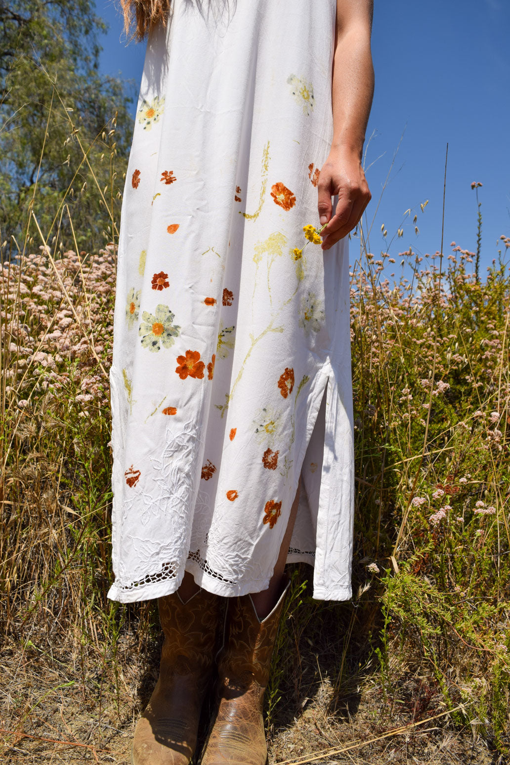 Eco-print Embroidered Loose Dress