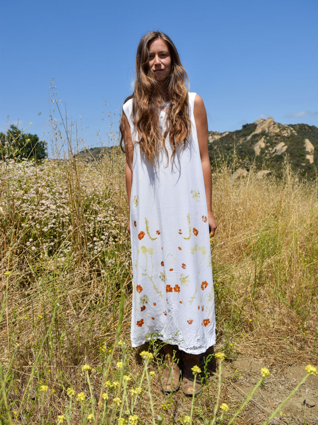 Eco-print Embroidered Loose Dress
