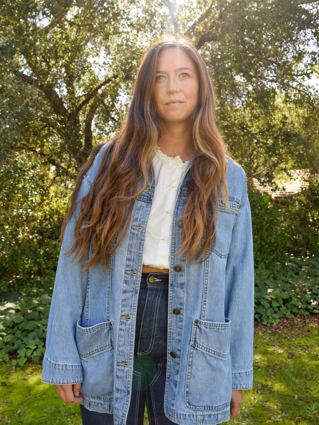 Eco-Printed Hand Sewn Patch Denim Jacket