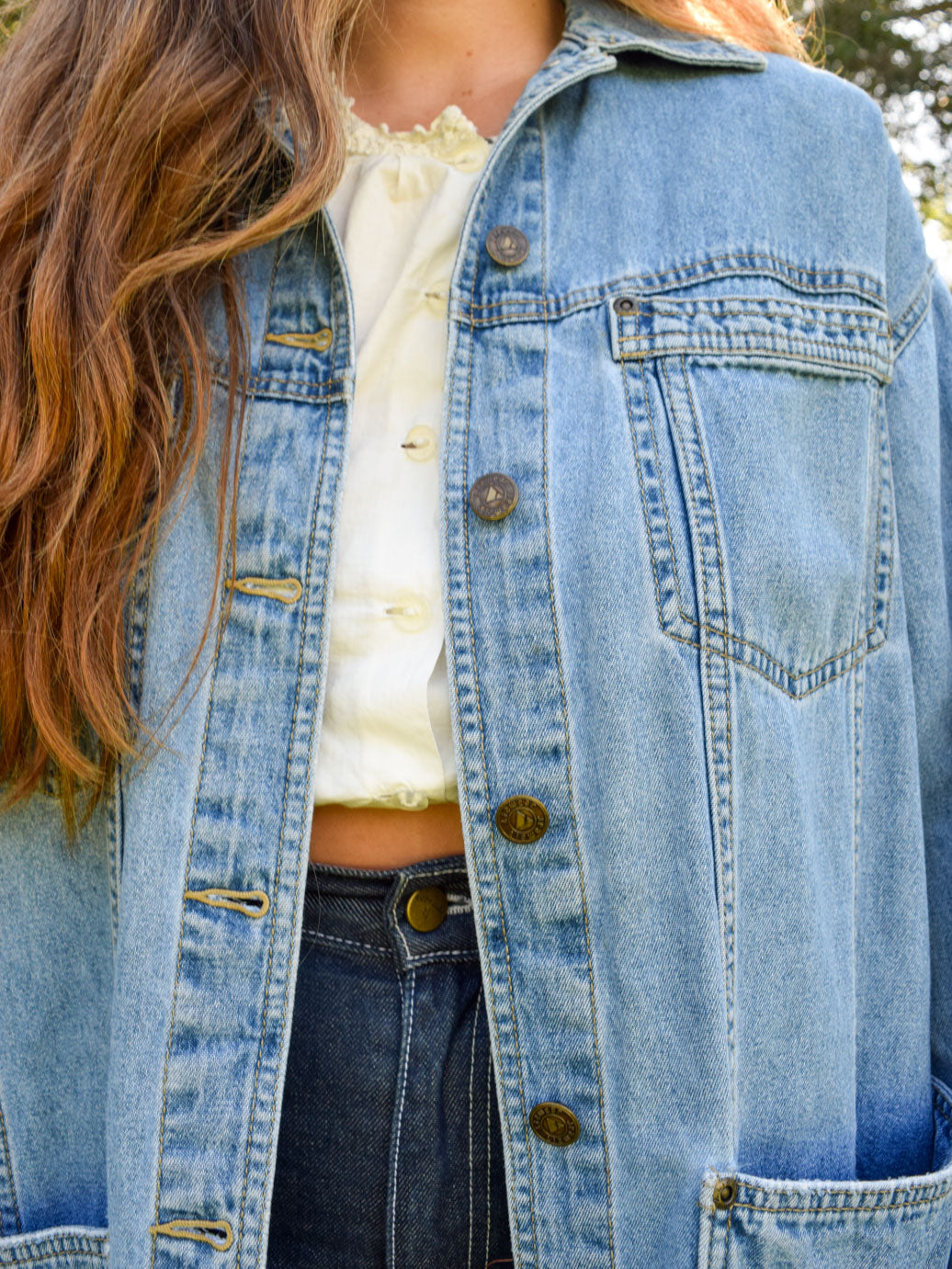 Eco-Printed Hand Sewn Patch Denim Jacket