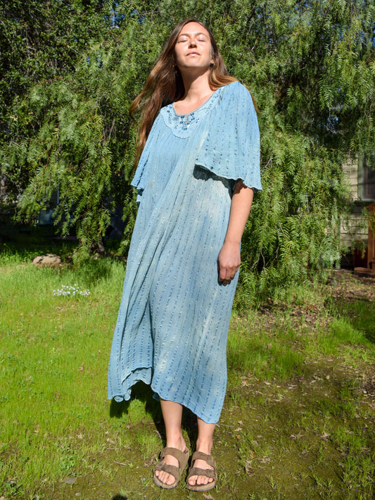 Indigo Gauze Butterfly Sleeve Dress