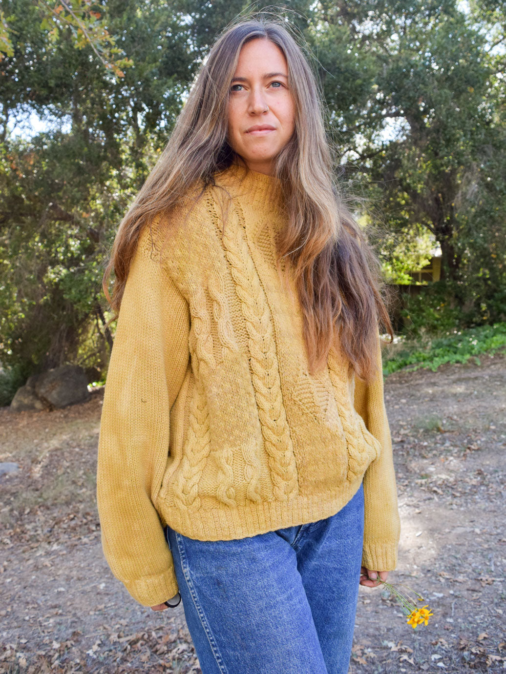 Marigold Cotton Cableknit Sweater