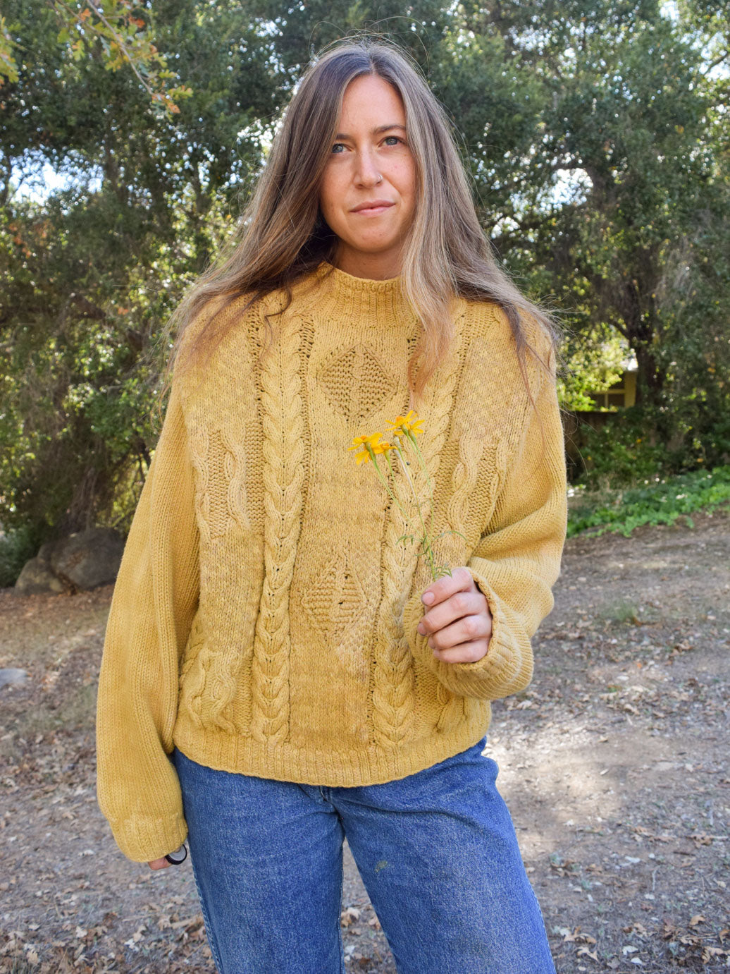 Marigold Cotton Cableknit Sweater