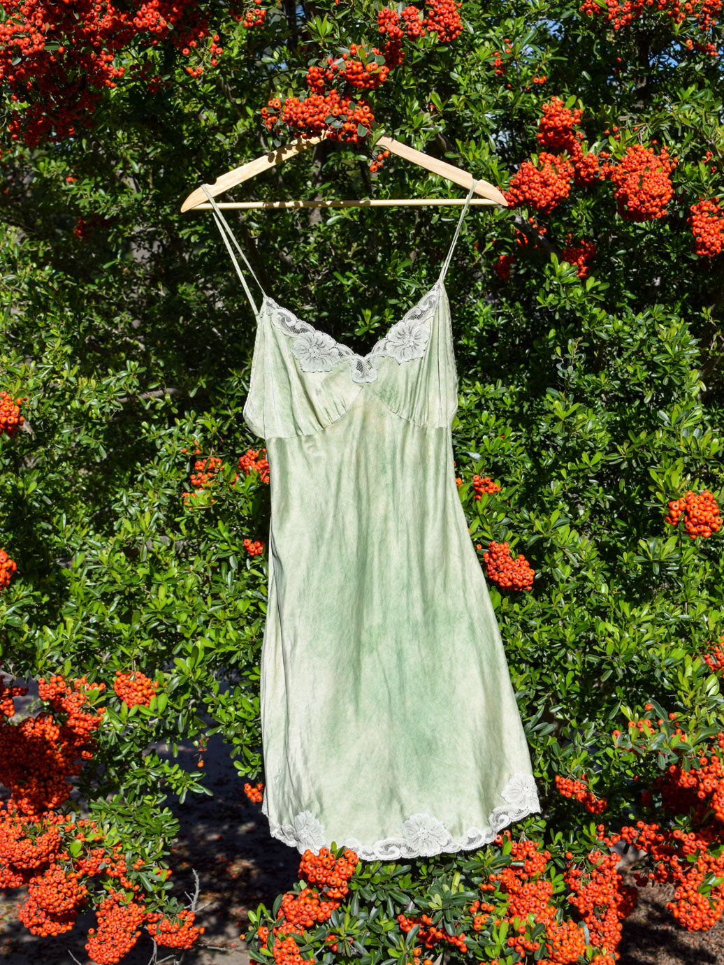 Chlorophyllin Silk Short Slip Dress