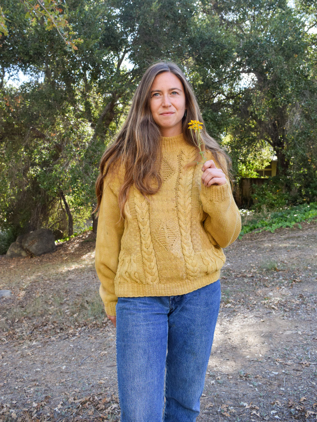 Marigold Cotton Cableknit Sweater