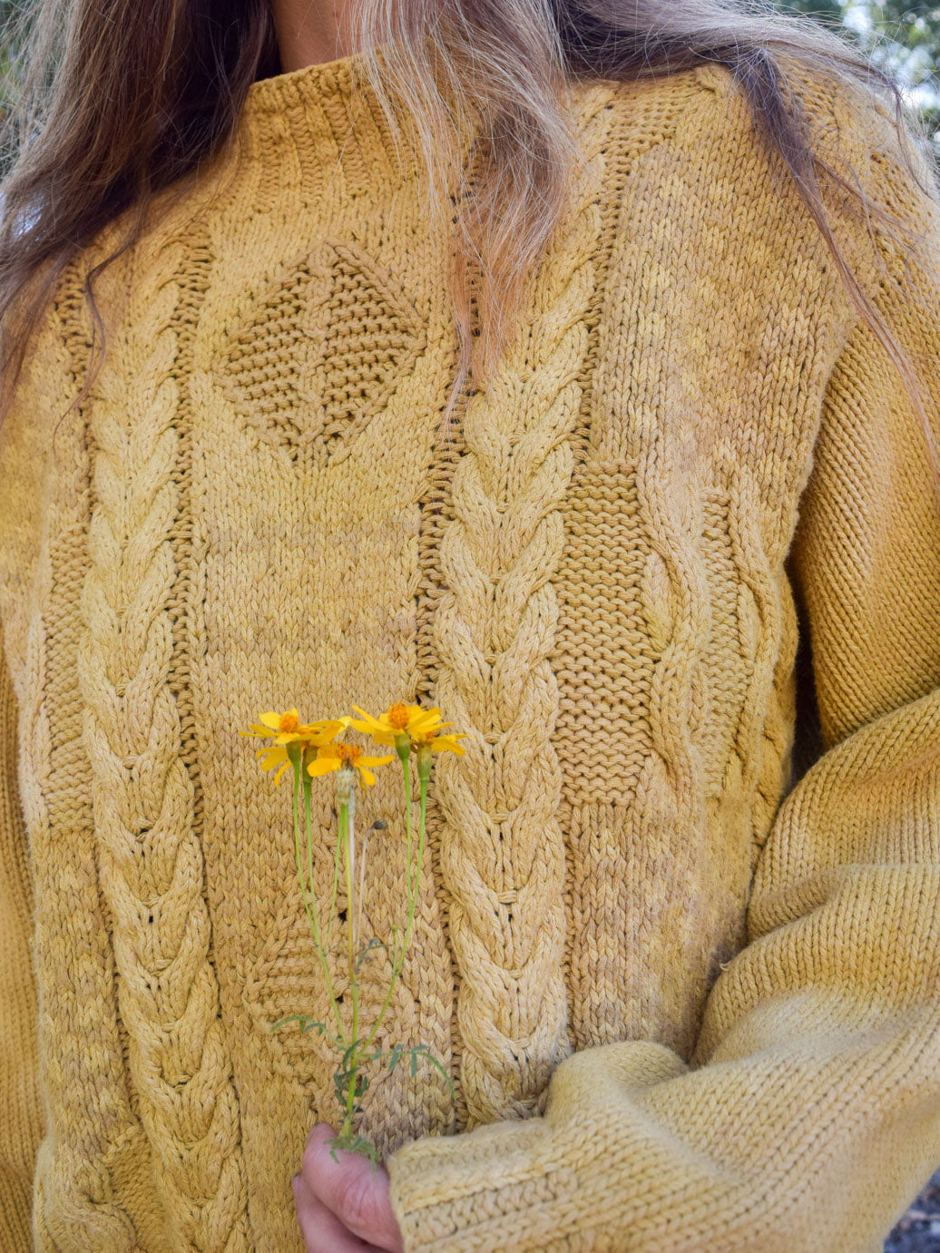 Marigold Cotton Cableknit Sweater