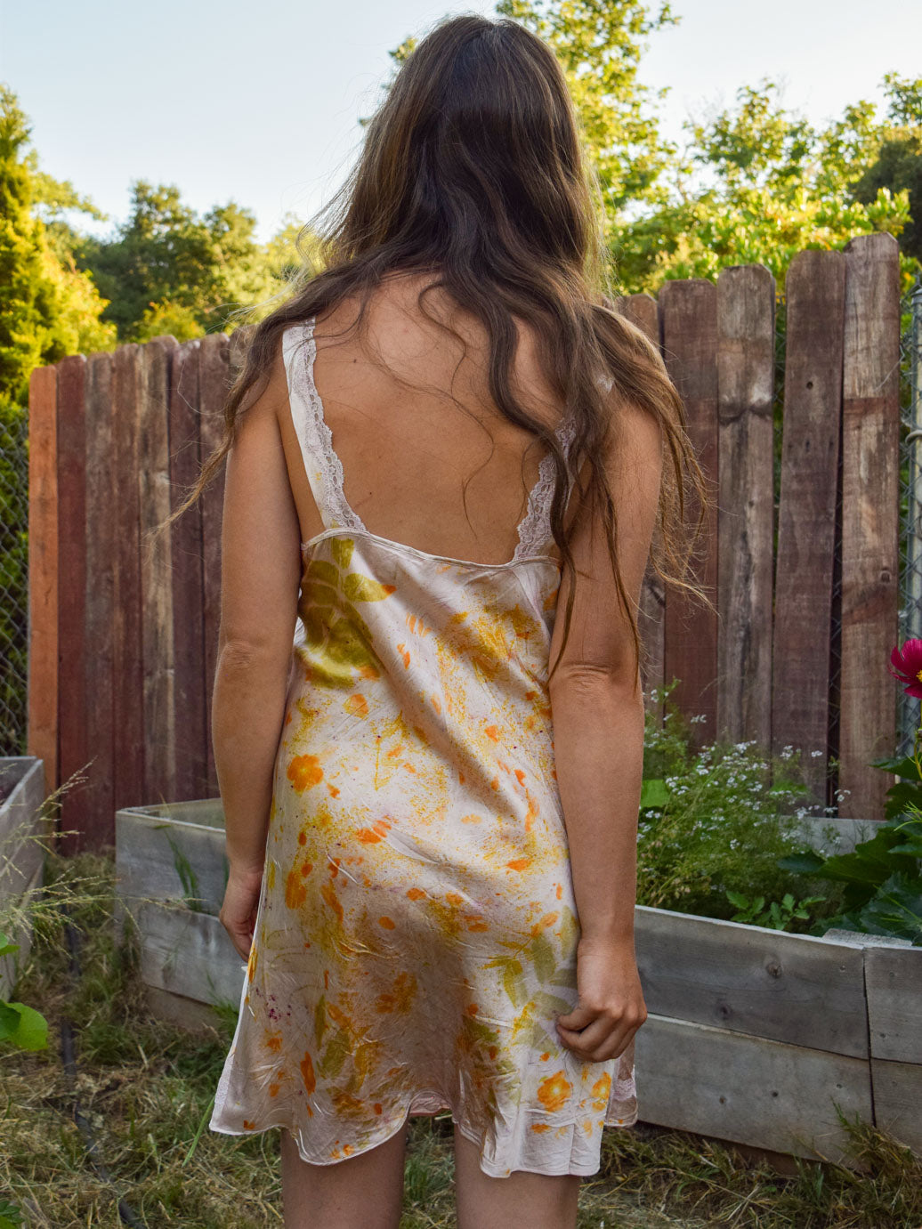 Lac Dyed Eco-Printed Silk Slip