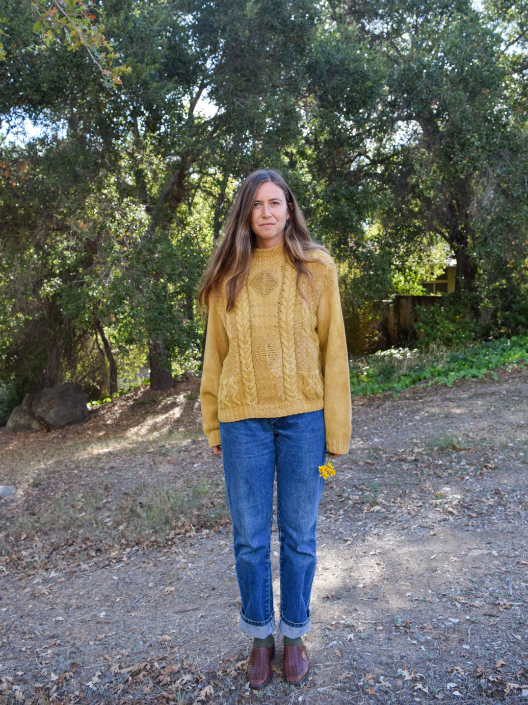 Marigold Cotton Cableknit Sweater