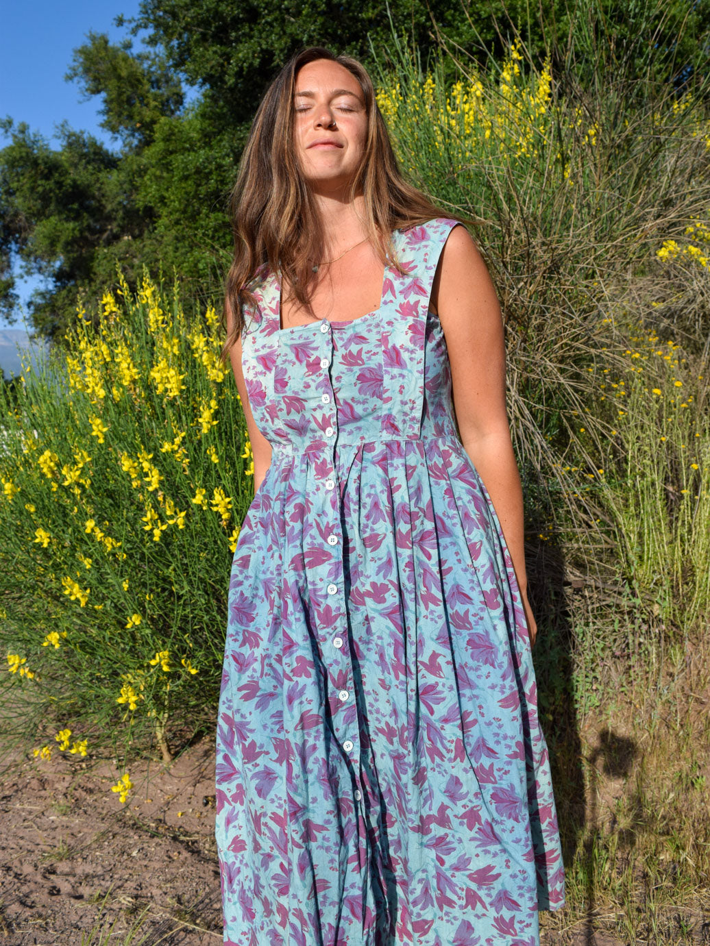 Indigo Floral Tank Dress