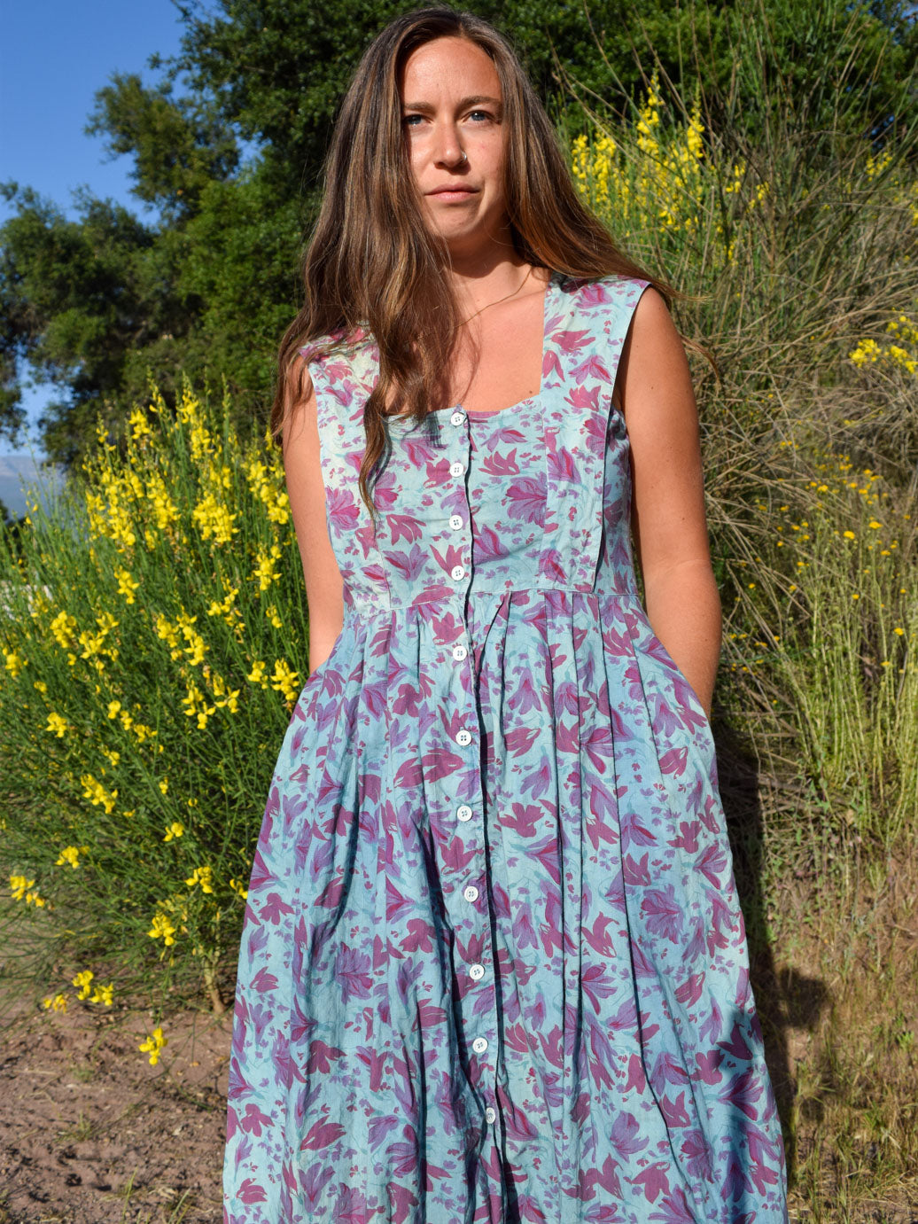 Indigo Floral Tank Dress