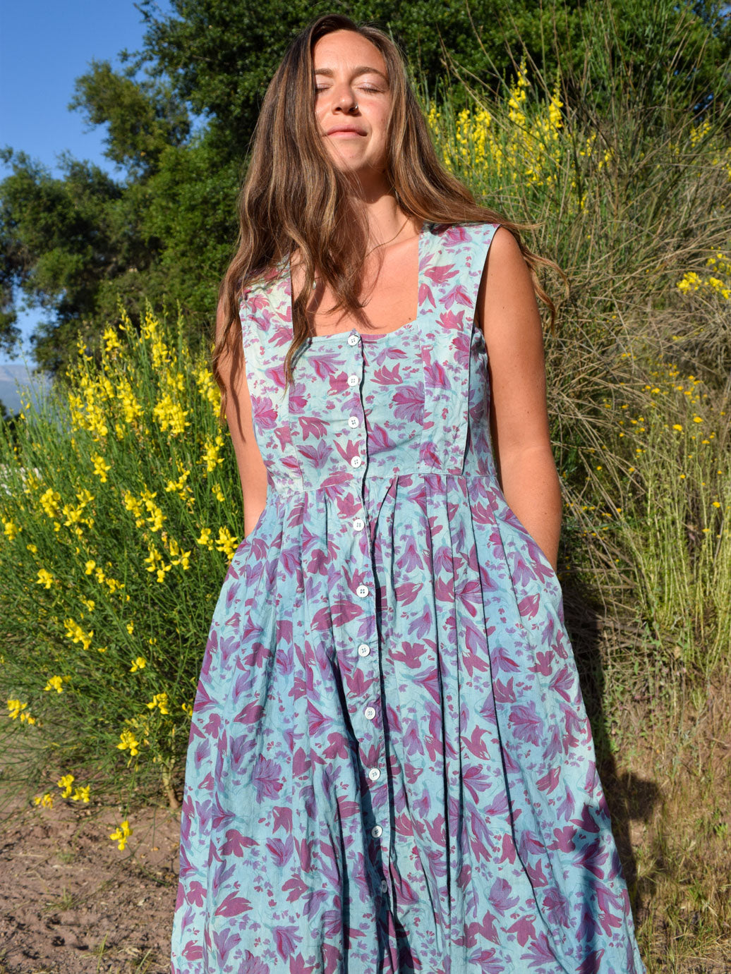 Indigo Floral Tank Dress