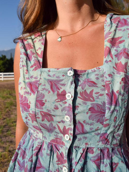 Indigo Floral Tank Dress