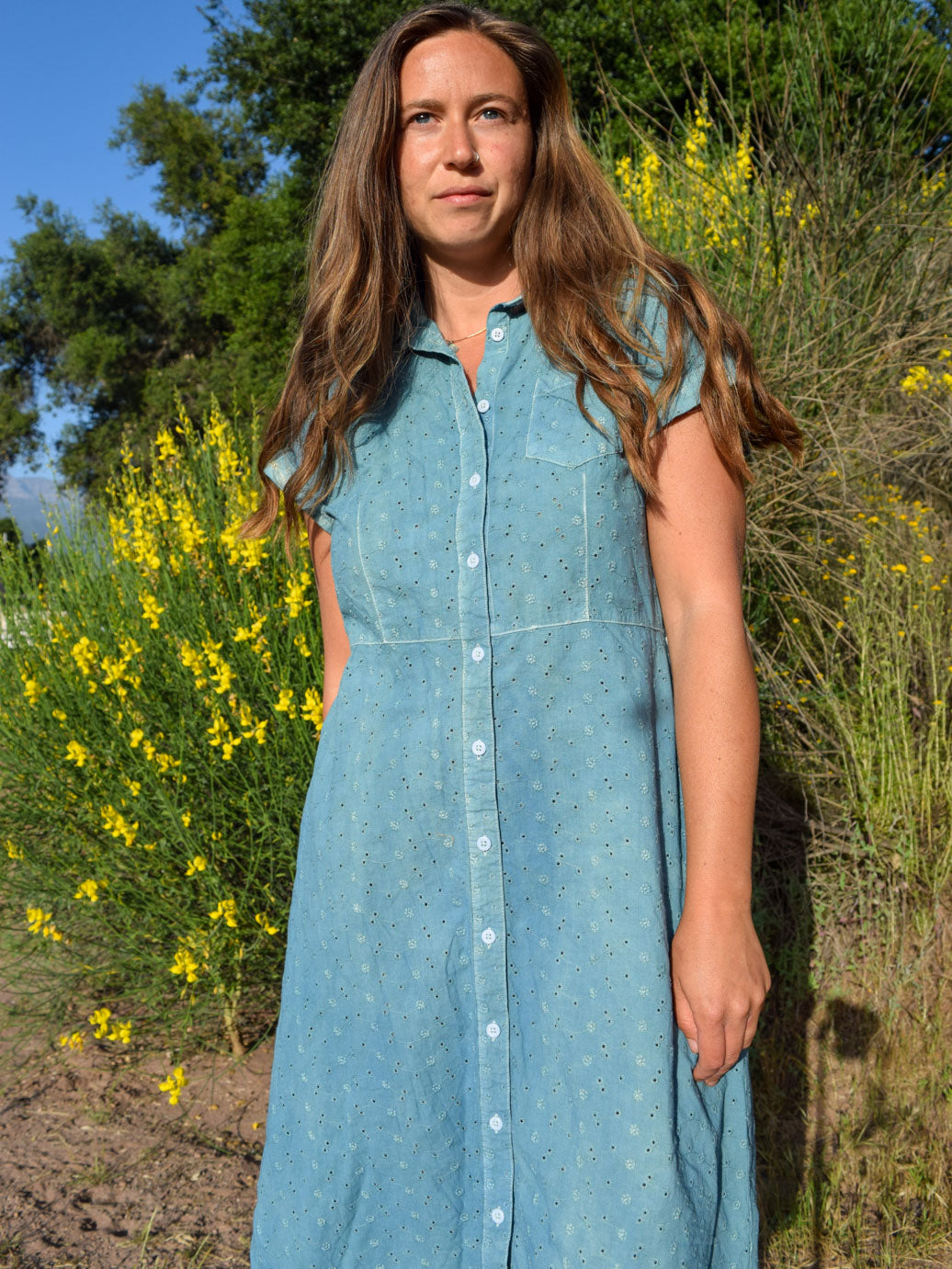 Indigo Eyelet Dress