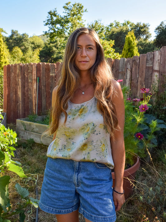 Logwood Eco-Printed Silk Tank