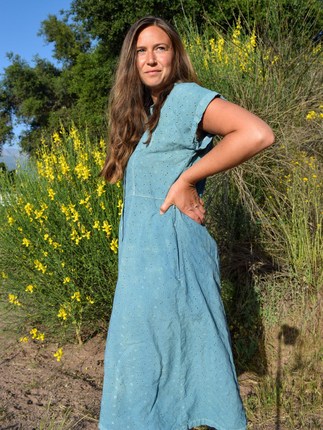 Indigo Eyelet Dress