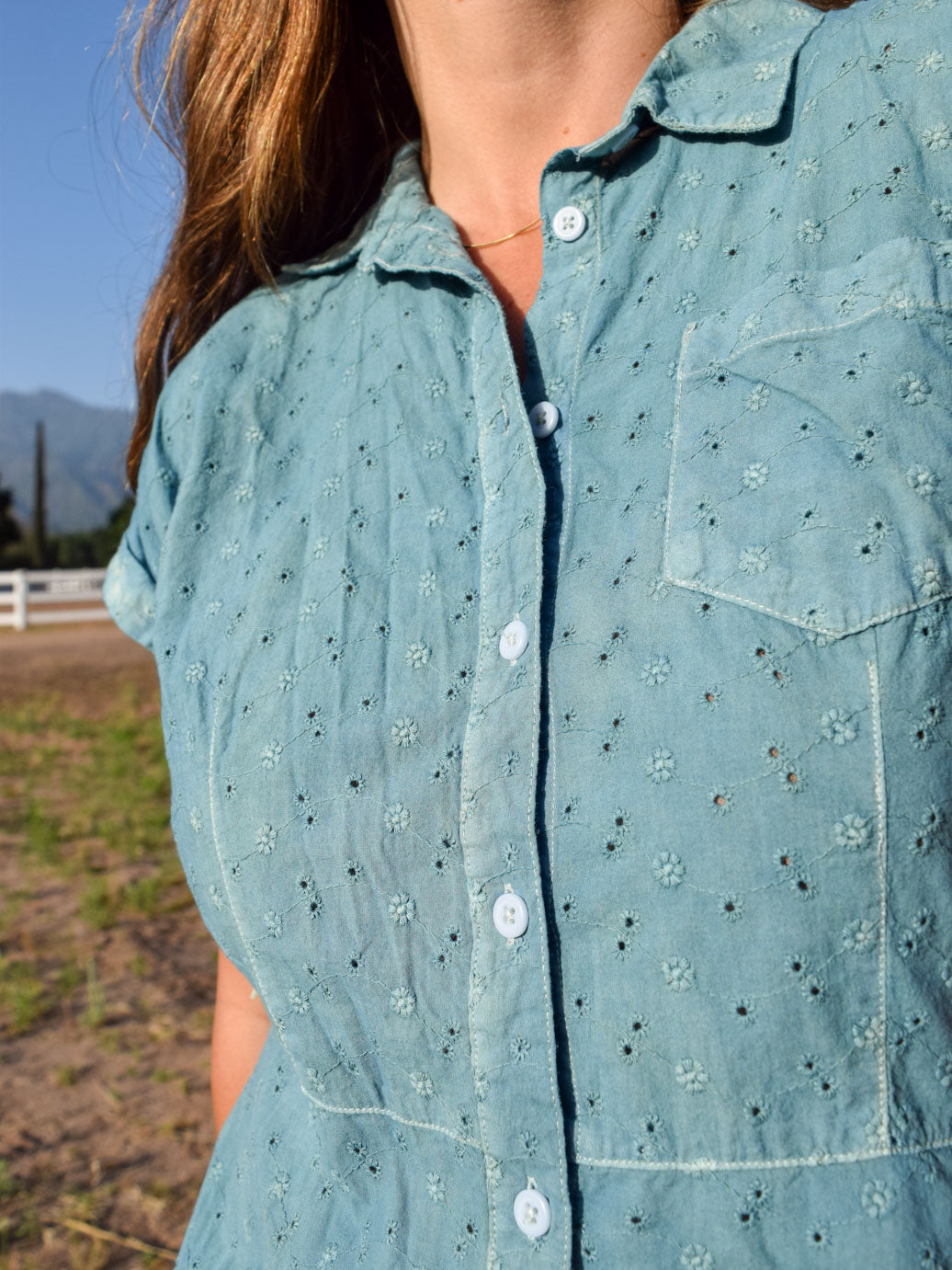 Indigo Eyelet Dress