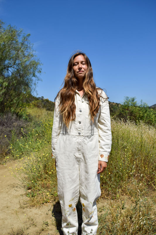 Flower Pounded Canvas Jumpsuit