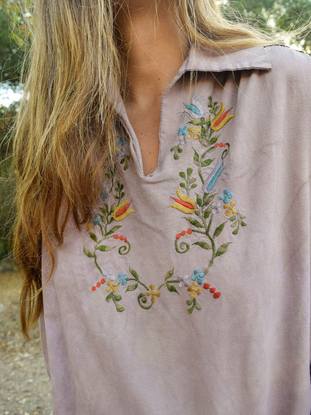 Cutch & Logwood Embroidered Collared Top