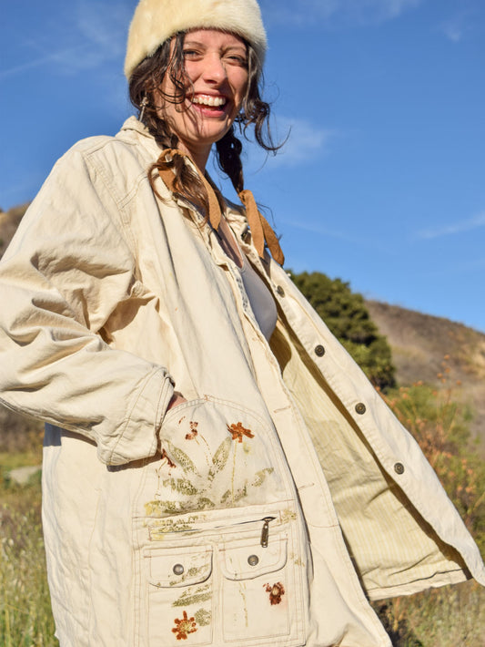Eco-Printed Canvas Oversized Jacket