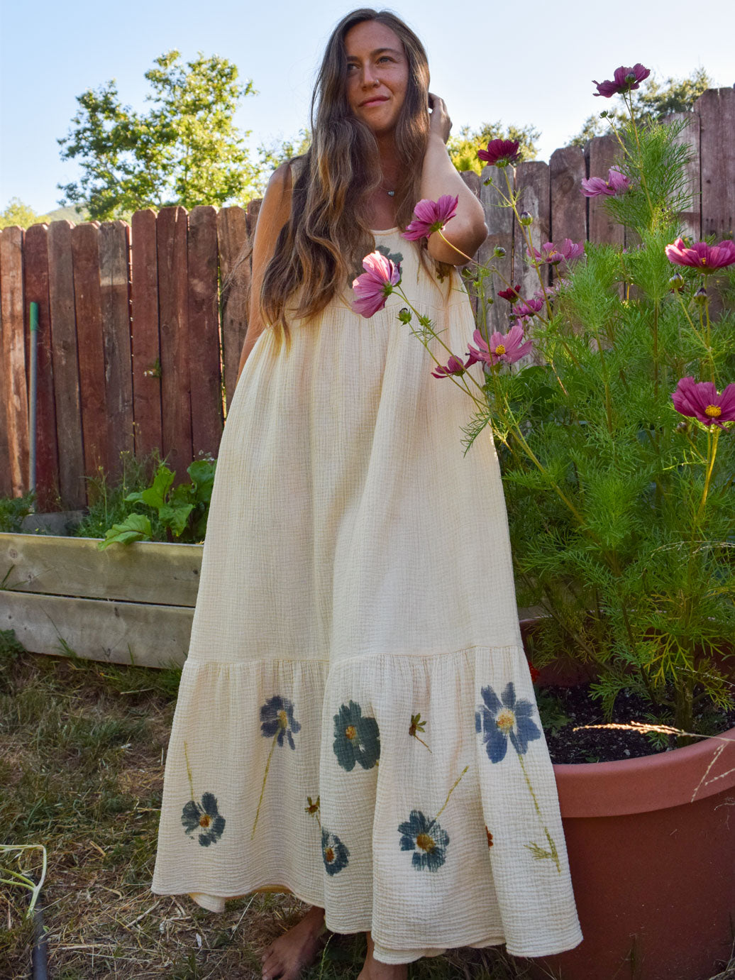 Flower Hammered Gauze Maxi Dress Flower Hammered Gauze Maxi Dress