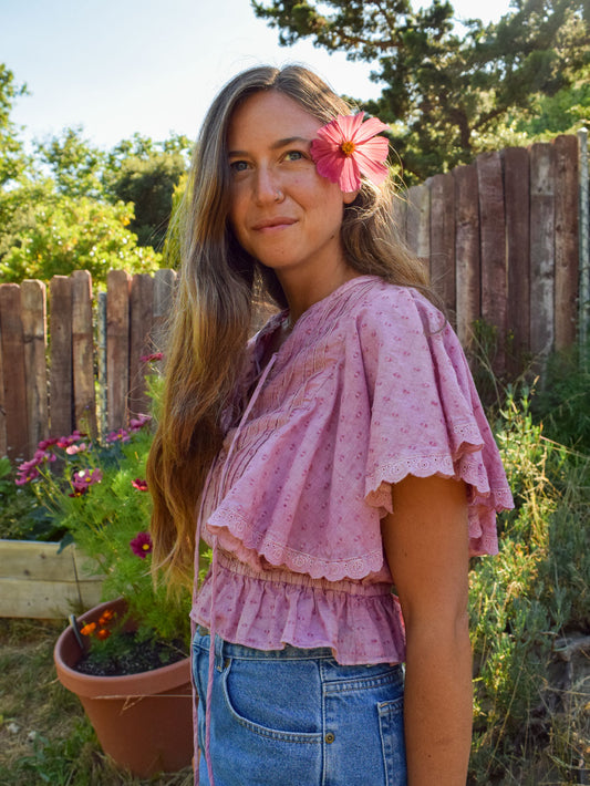 Lac Dobby Peplum Blouse