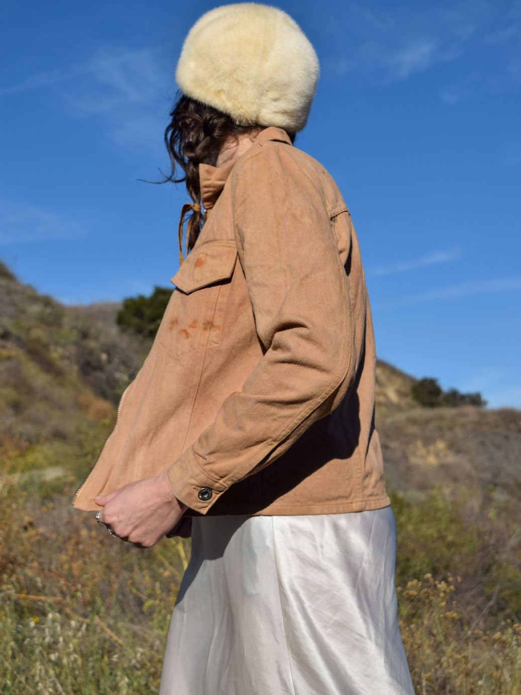 Cutch Dyed & Coreopsis Eco-printed Zipper Canvas Jacket