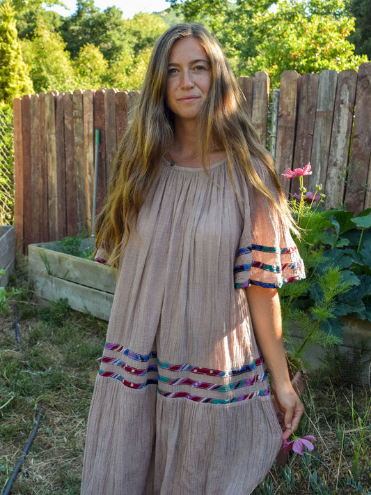 Logwood Gauze Flowey Dress