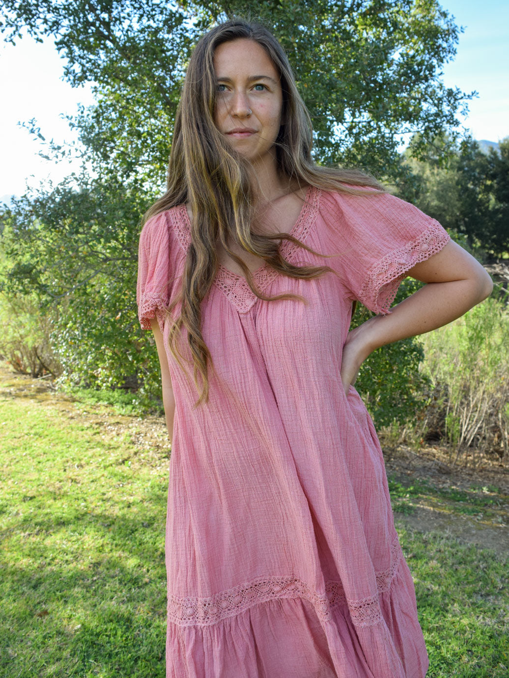 Madder Gauze Crochet Dress