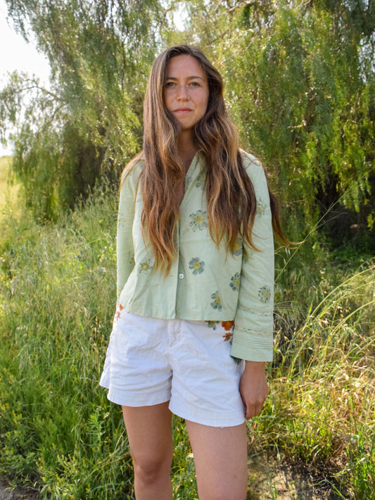 Bundle Dyed Seafoam Green Blouse