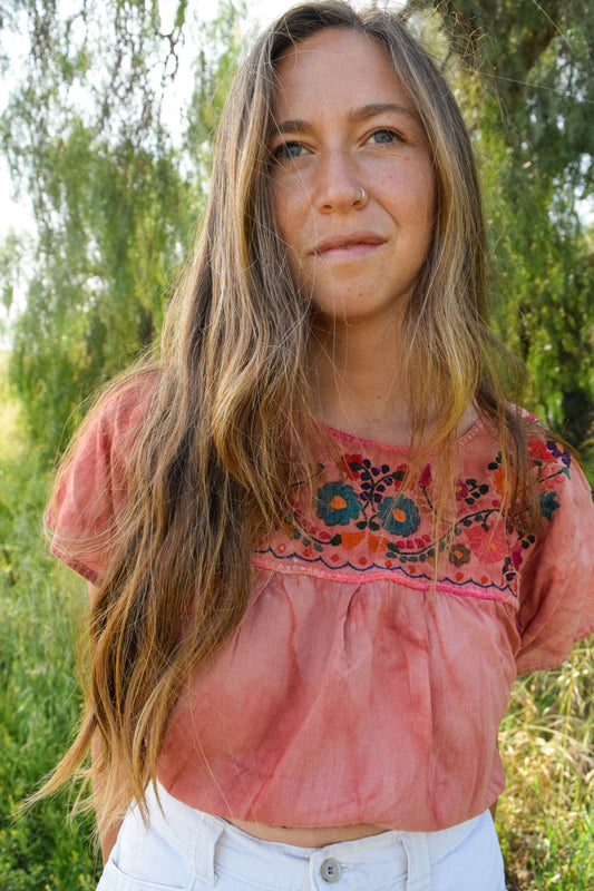 Madder Traditional Huipil Crop