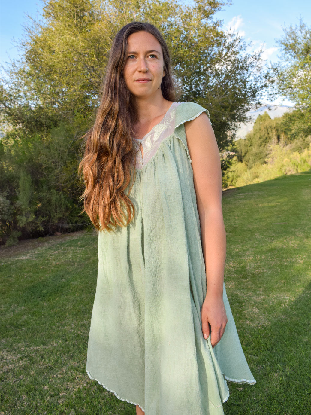 Chlorophyllin Soft Gauze Midi Dress