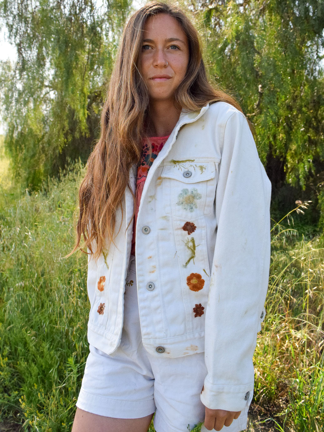 Bundle Dyed White Denim Jacket