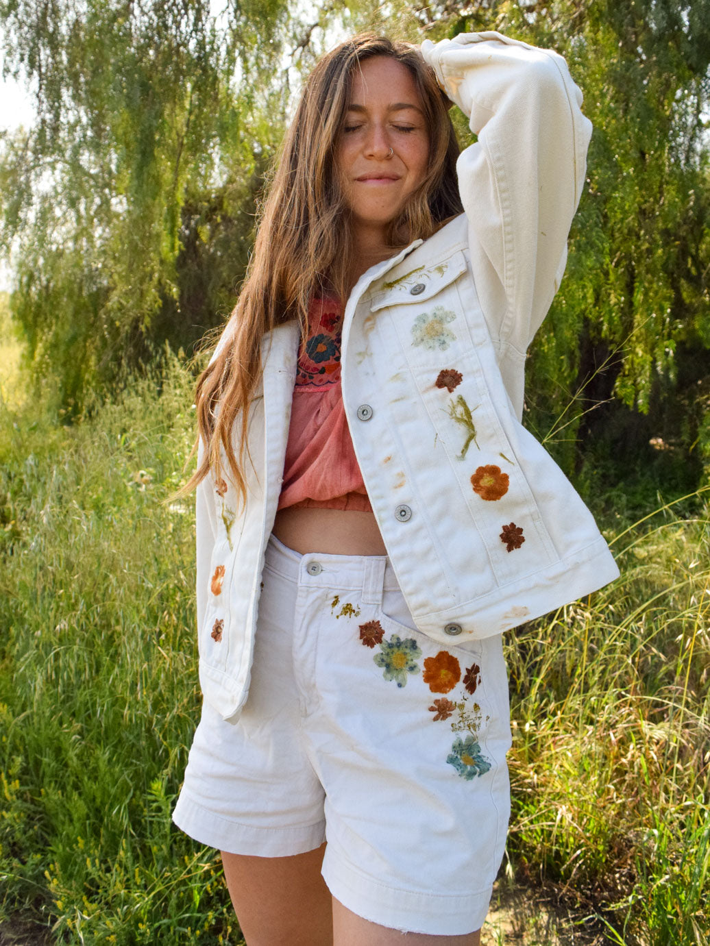 Bundle Dyed White Denim Jacket