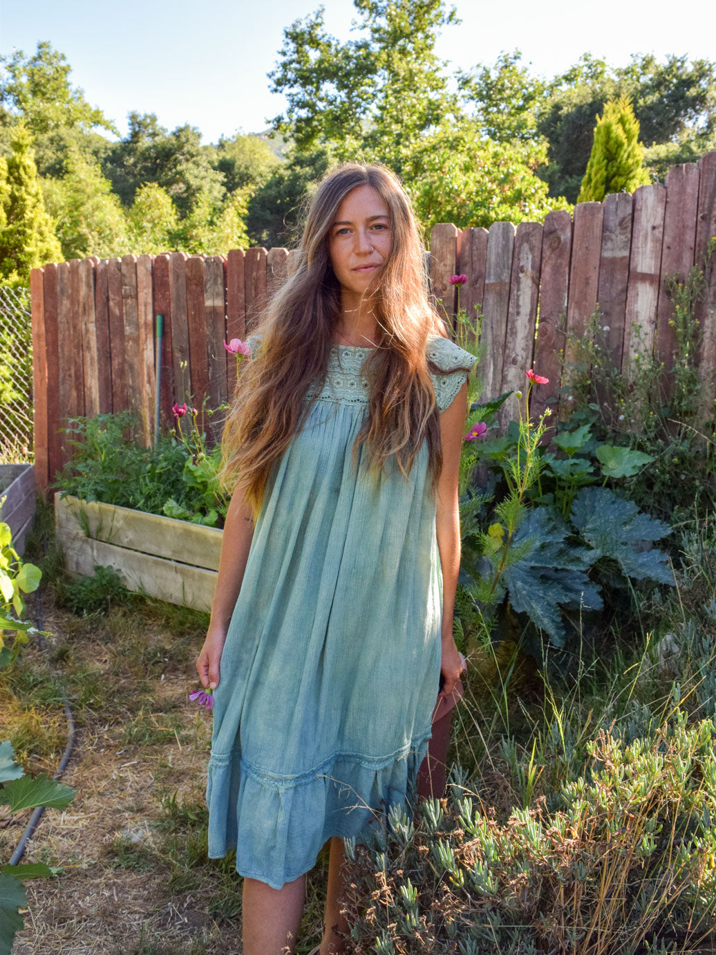 Indigo Embroidered Gauze Midi Dress Indigo Embroidered Gauze Midi Dress