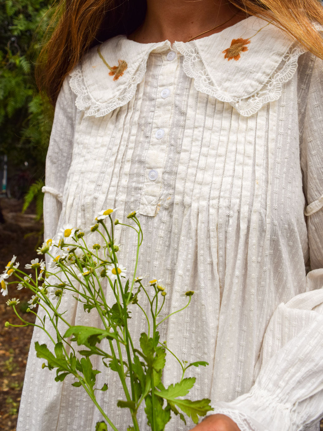 Flower Hammered Eyelet Cottage Dress