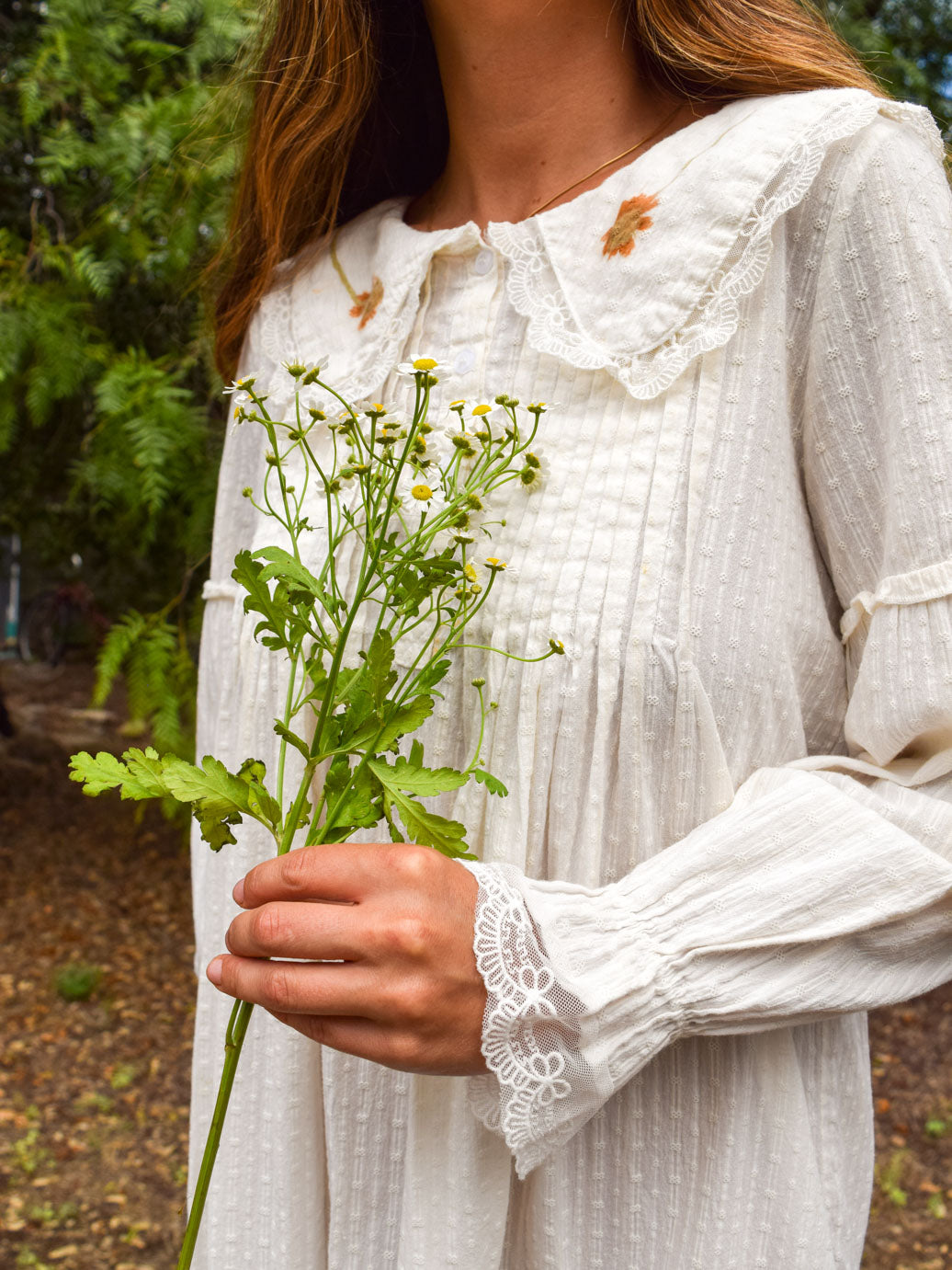 Flower Hammered Eyelet Cottage Dress