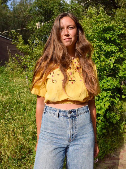 Marigold Traditional Huipil Crop