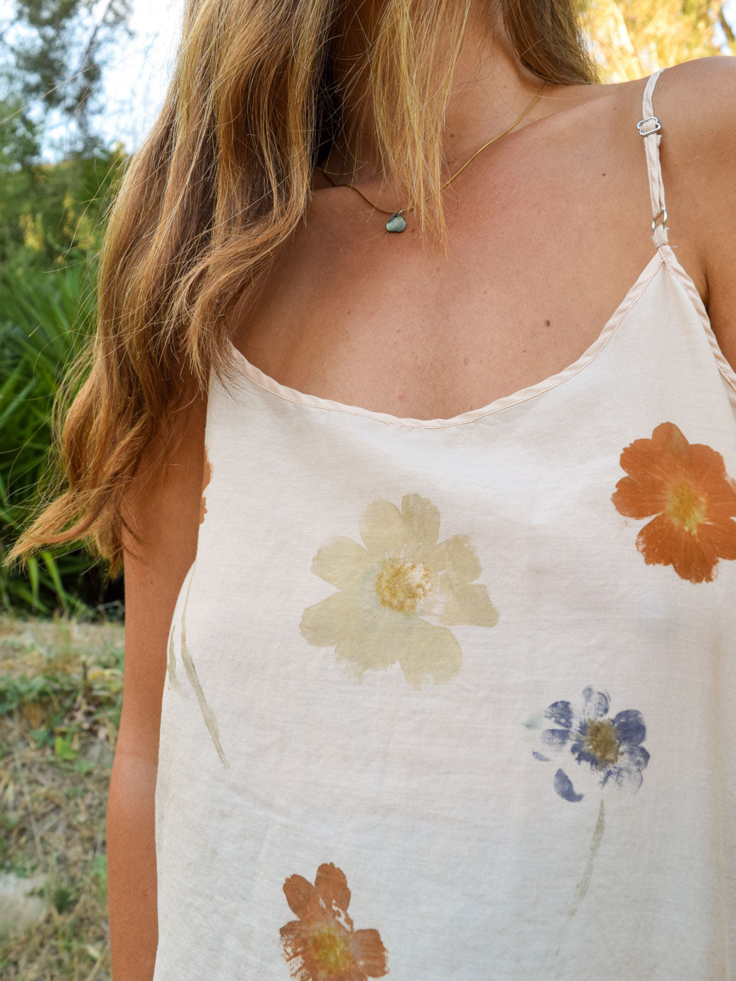 Flower Hammered Cotton/Silk Tank