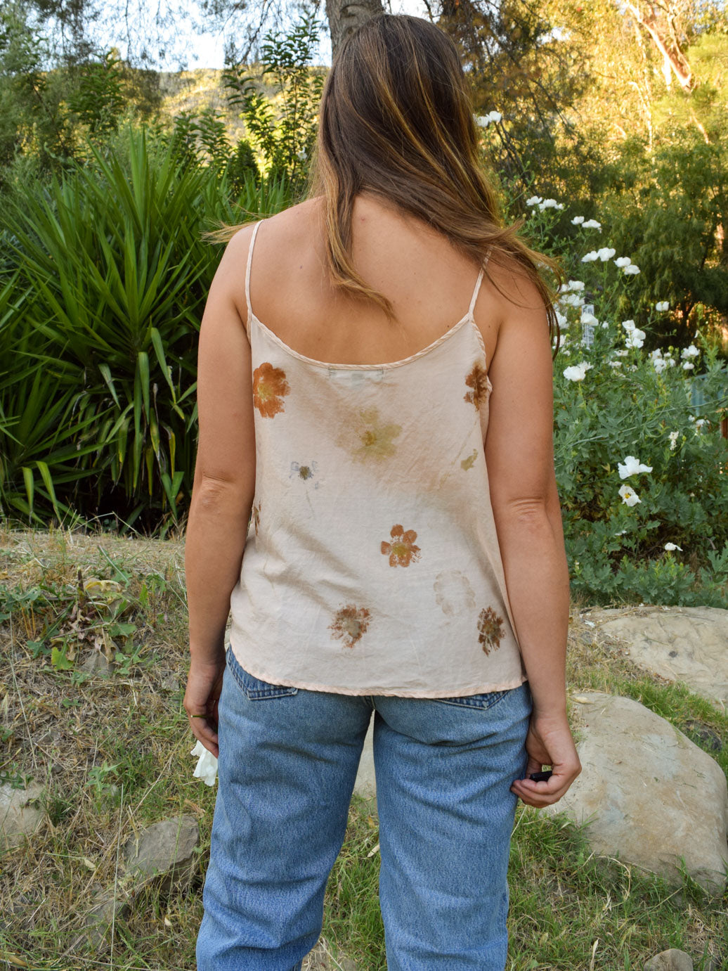 Flower Hammered Cotton/Silk Tank