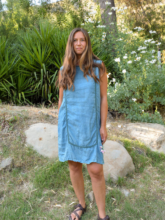 Indigo Linen Mini Dress