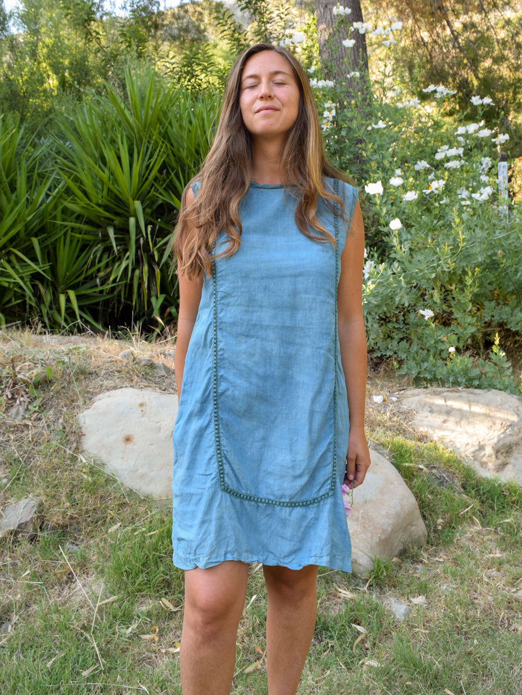 Indigo Linen Mini Dress