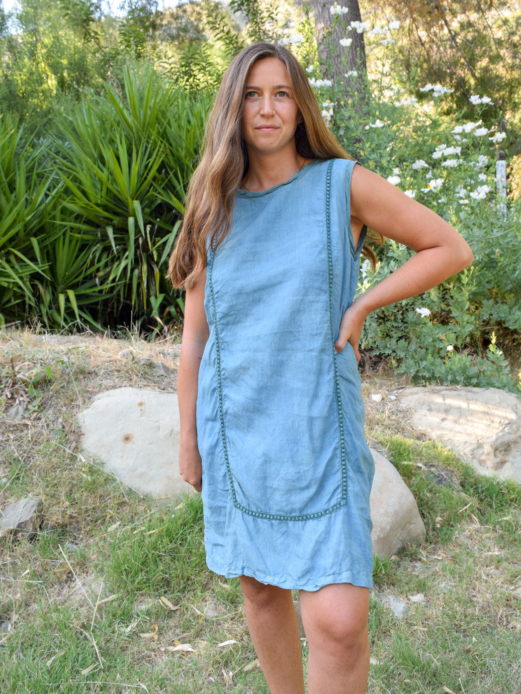 Indigo Linen Mini Dress