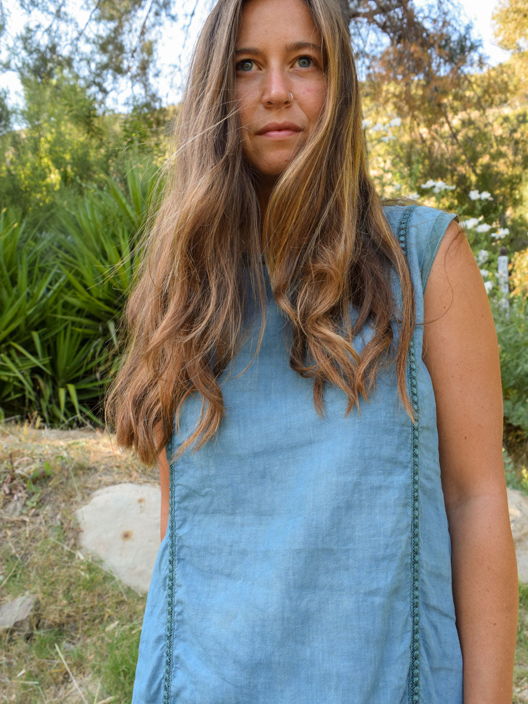 Indigo Linen Mini Dress