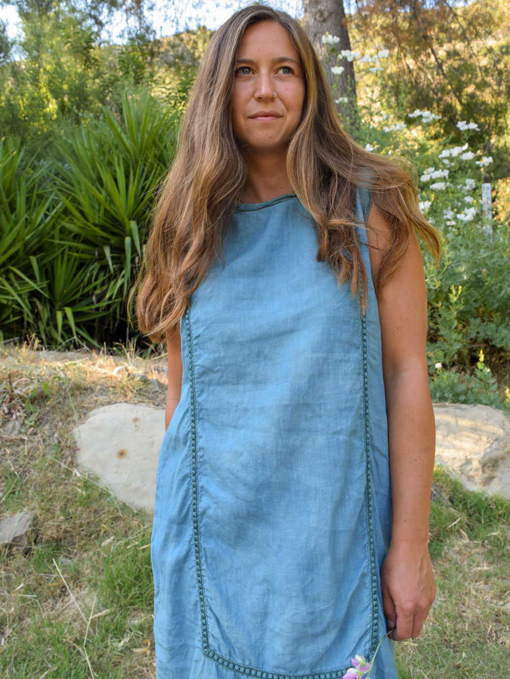 Indigo Linen Mini Dress