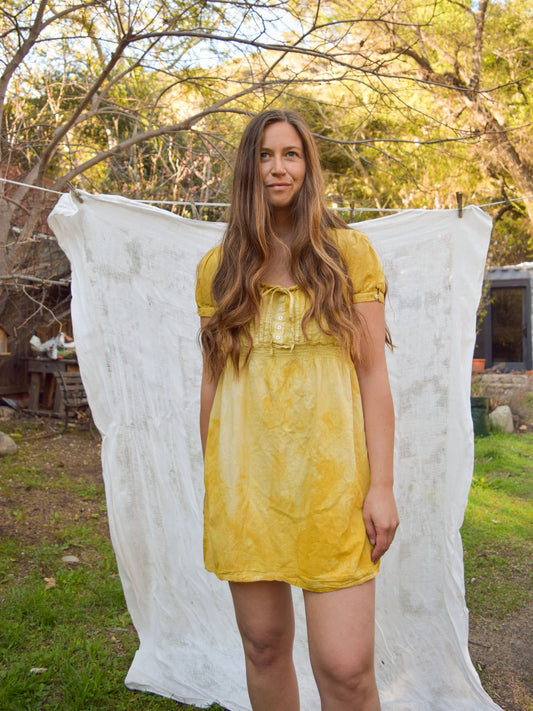 Marigold Tie Dye Cotton Mini Dress