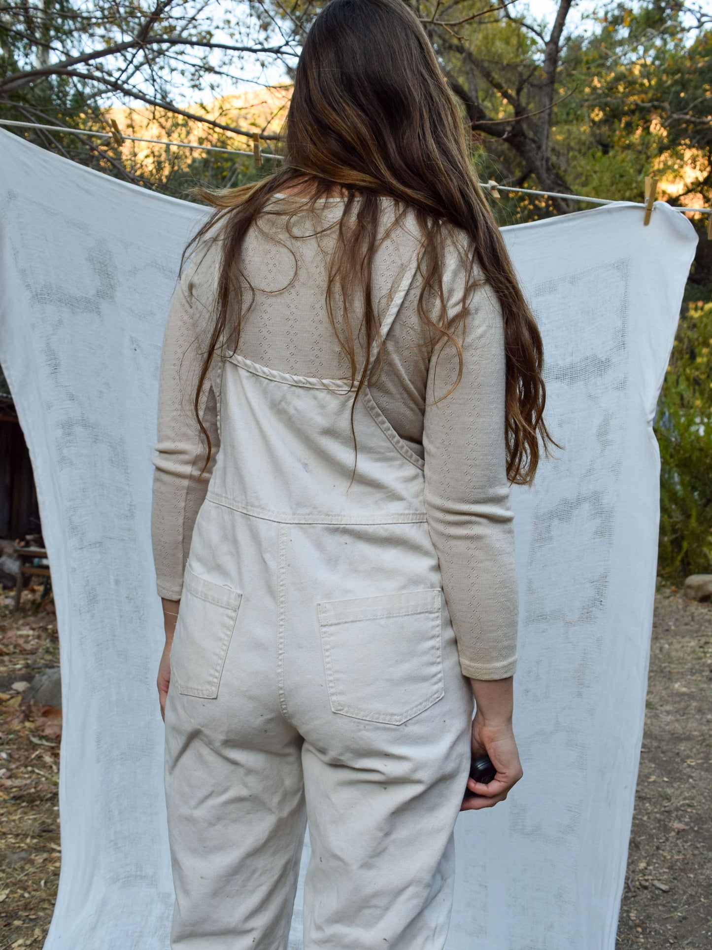 Eco-printed Patch Pocket Canvas Overalls