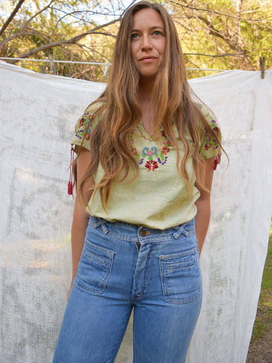 Chlorophyllin 70's Embroidered Blouse