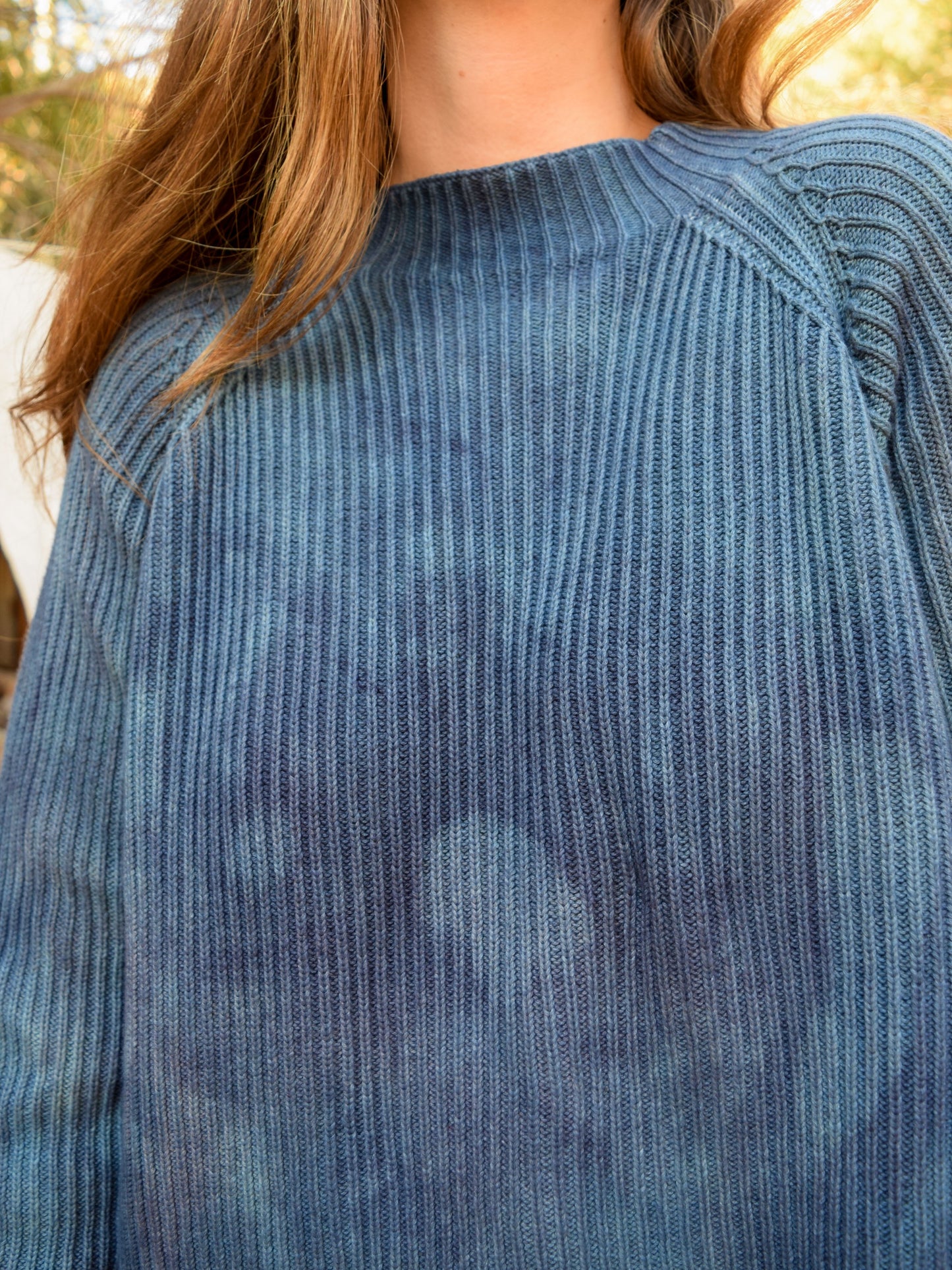 Indigo & Logwood Cotton Mock Neck Sweater