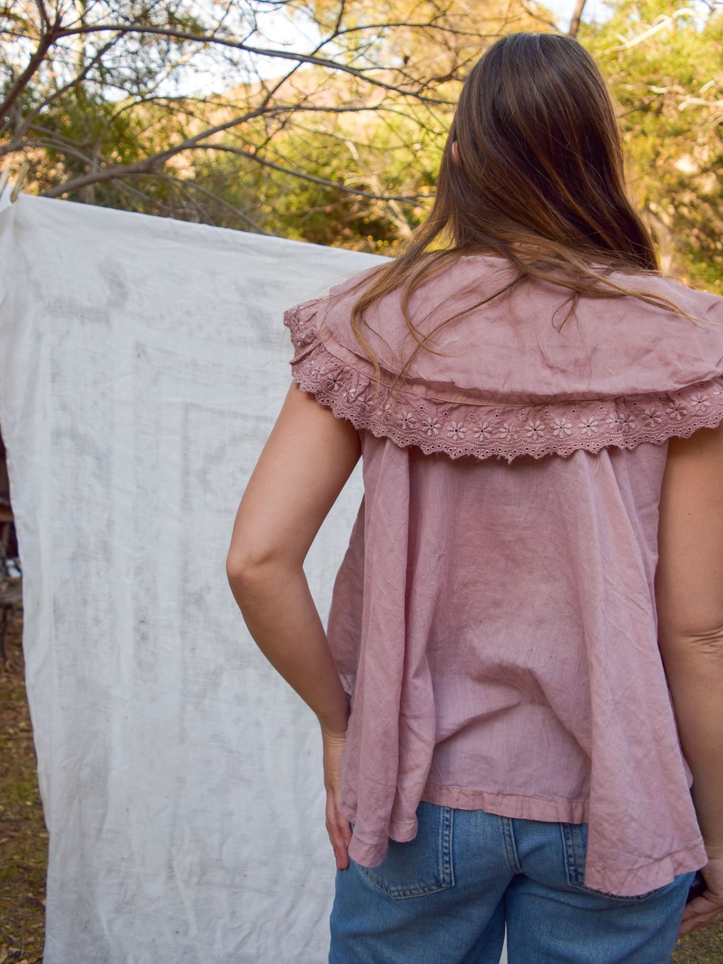 Madder Pointed Embroidered Collar Blouse